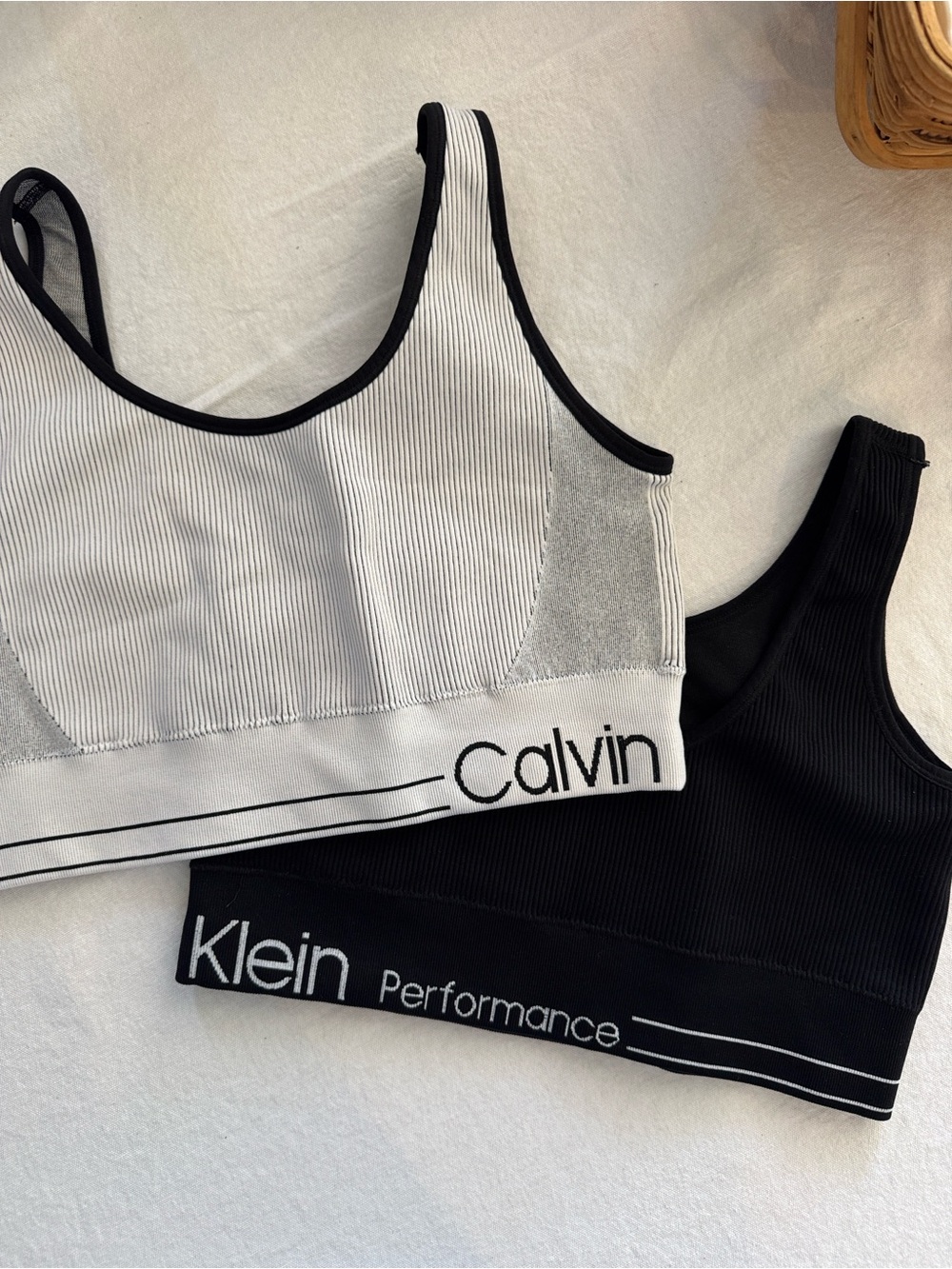 Calvin Klein Black & White Ribbed Performance Bralette Duo